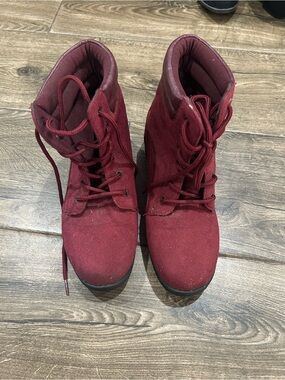 Rue21 Wine Lace-Up Ankle Boots